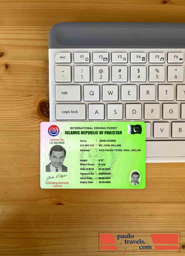 Pakistan international driving permit photolook FRONT PSD template